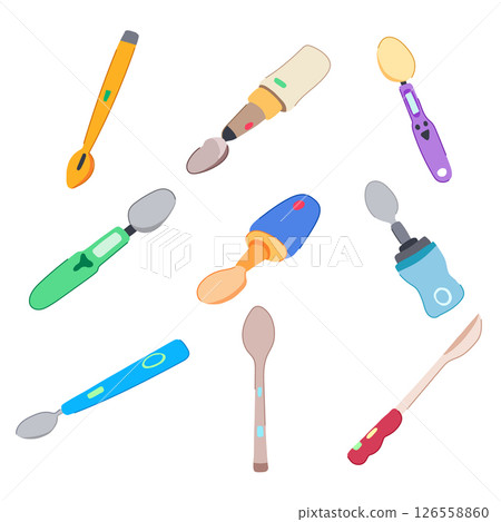 smart spoon set cartoon vector illustration 126558860