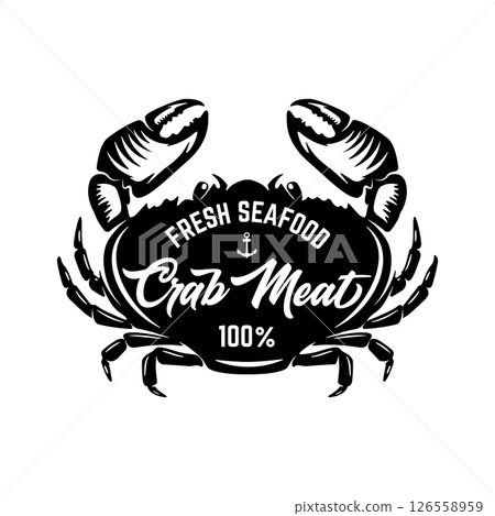 Vintage crab meat label. Crab meat. Seafood emblem Vintage crab meat label. Crab meat. Seafood emblem 126558959