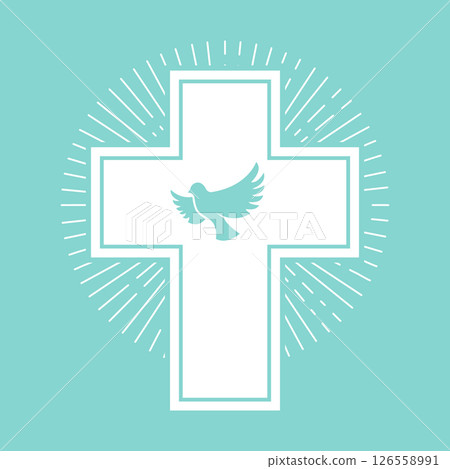 dove and a cross on a light olive background. Religion. Vector illustration. dove and a cross on a light olive background. Religion. Vector illustration. 126558991