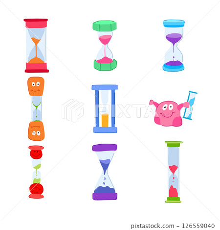 sand timer kids set cartoon vector illustration sand timer kids set cartoon vector illustration 126559040