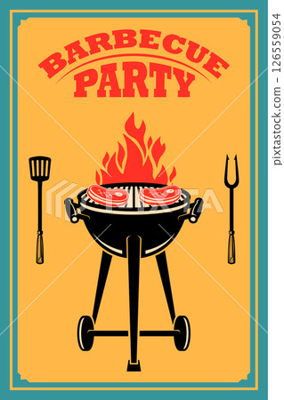 BBQ party. Old style poster with grill 126559054