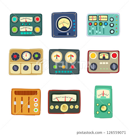 retro control panel set cartoon vector illustration retro control panel set cartoon vector illustration 126559071