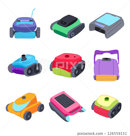 pool cleaning robot set cartoon vector illustration 126559151