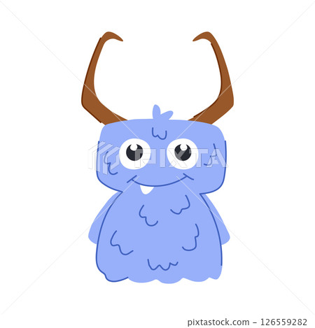 fiend monster with horns cartoon vector illustration 126559282