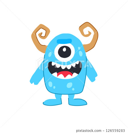 devil monster with horns cartoon vector illustration 126559283