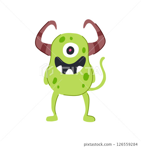 dragon monster with horns cartoon vector illustration 126559284