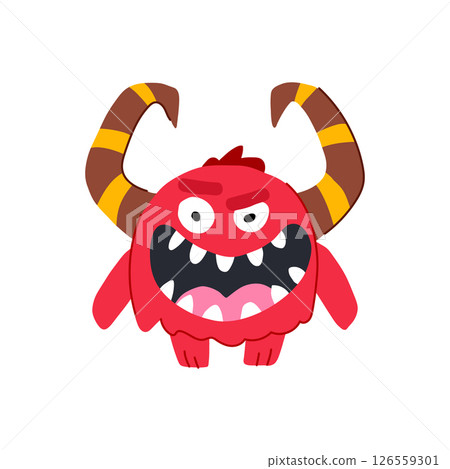 demon monster with horns cartoon vector illustration demon monster with horns cartoon vector illustration 126559301