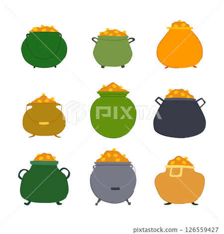 leprechaun gold pot set cartoon vector illustration leprechaun gold pot set cartoon vector illustration 126559427
