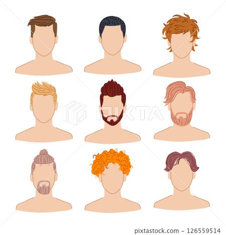 hairstyles for men set cartoon vector illustration 126559514