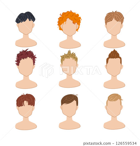 hairstyles for kid boy set cartoon vector illustration 126559534