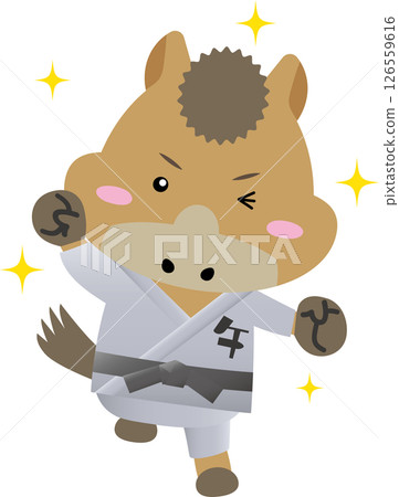 黑帶馬性格 |可愛的十二生肖素材學習武術（柔道、空手道、合氣道） 126559616