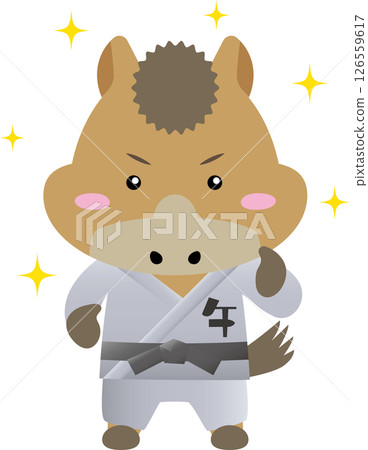 黑帶馬性格 |可愛的十二生肖素材學習武術（柔道、空手道、合氣道） 126559617