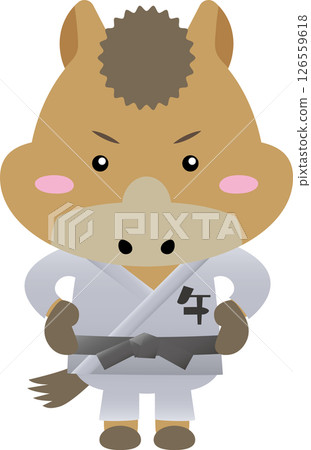 黑帶馬性格 |可愛的十二生肖素材學習武術(柔道、空手道、合氣道) 黑帶馬性格 |可愛的十二生肖素材學習武術(柔道、空手道、合氣道) 126559618
