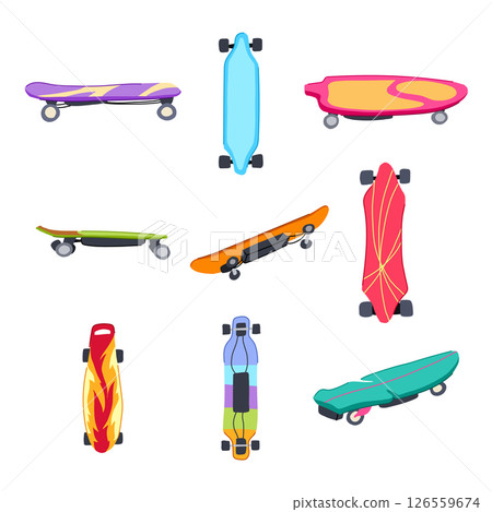 electric skateboard set cartoon vector illustration 126559674