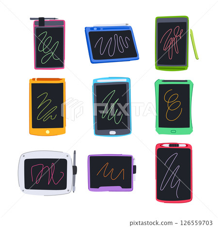 digital handwriting pad set cartoon vector illustration digital handwriting pad set cartoon vector illustration 126559703