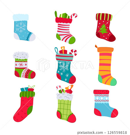 christmas sock set cartoon vector illustration 126559818