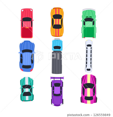 car top view set cartoon vector illustration 126559849