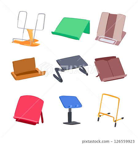 book reading stand set cartoon vector illustration book reading stand set cartoon vector illustration 126559923