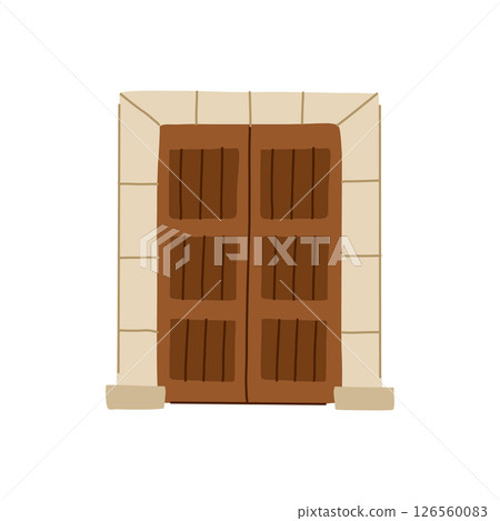 oak ancient medieval door cartoon vector illustration 126560083
