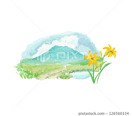 A watercolor image of Oze A watercolor image of Oze 126560334