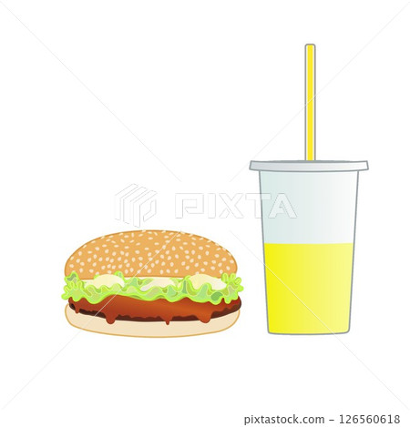 Illustration of hamburger and drink Illustration of hamburger and drink 126560618