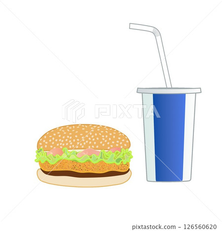 Illustration of hamburger and drink Illustration of hamburger and drink 126560620