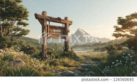 wooden bench on the hill wooden bench on the hill 126560693