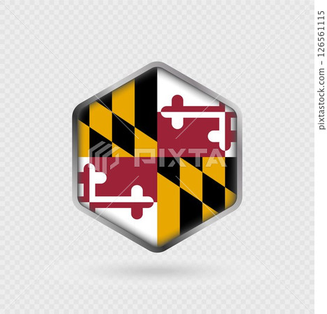 Maryland State Flag Icon in Hexagon Shape. Maryland State Flag Icon in Hexagon Shape. 126561115