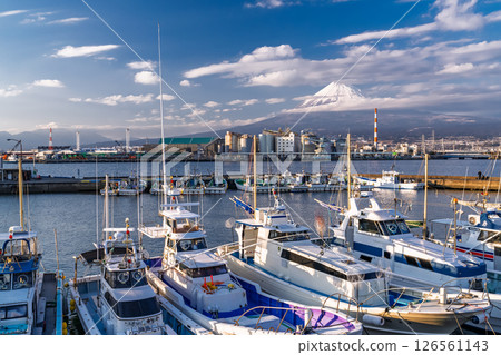 <Shizuoka Prefecture> Tagonoura Fishing Port and Mt. Fuji shrouded in clouds 126561143