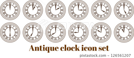 古董時鐘圖標集(羅馬數字,經典設計) 古董時鐘圖標集(羅馬數字,經典設計) 126561207