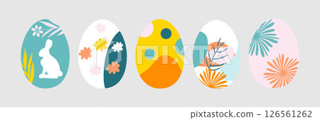 Vector Easter painted eggs. Spring icons. 126561262