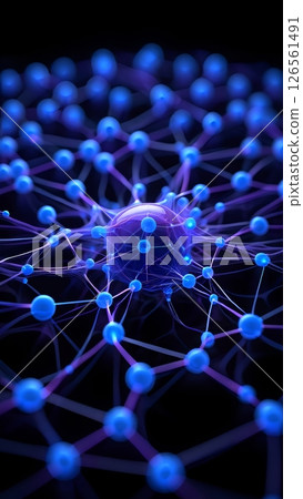 AI Brain Network: Glowing Neural Connections in a Digital Space, vertical shot AI Brain Network: Glowing Neural Connections in a Digital Space, vertical shot 126561491
