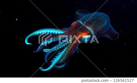Giant Squid Encounter: Deep Sea Phantom in Midwater 126561527