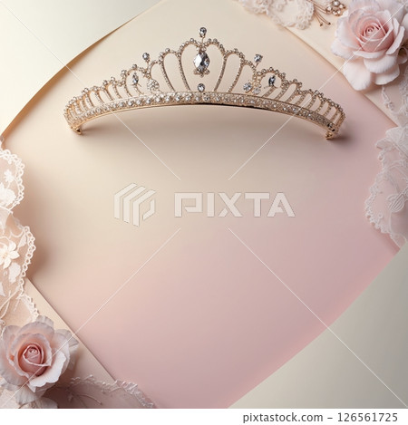 Elegant tiara and rose wedding background 126561725