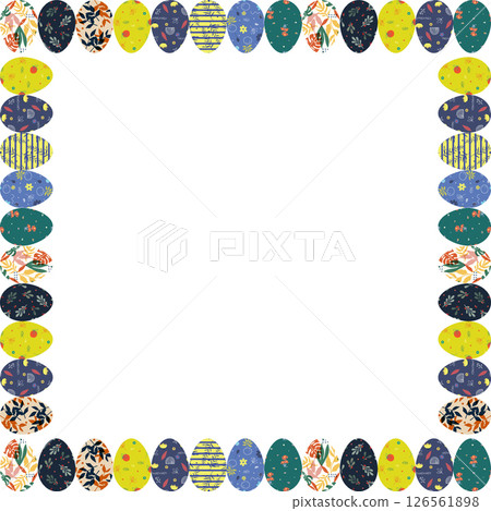 Colorful painted Easter eggs square frame. Easter holidays border frame design template 126561898