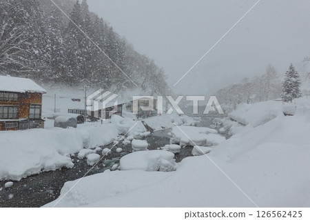 A winter morning scene at Hijiori Onsen, Okura Village, Yamagata Prefecture A winter morning scene at Hijiori Onsen, Okura Village, Yamagata Prefecture 126562425