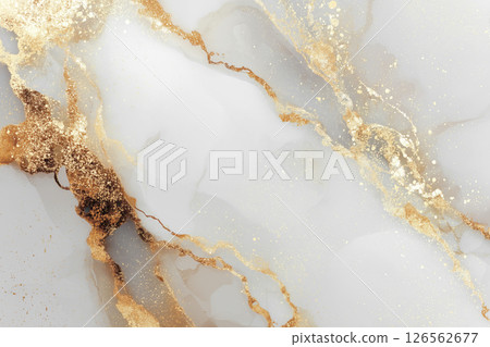奢華的大理石紋理，閃耀著金色光芒。美容和化妝品的優雅背景設計 126562677