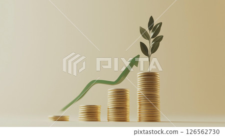 Coins and sprouts symbolizing sustainable growth Coins and sprouts symbolizing sustainable growth 126562730