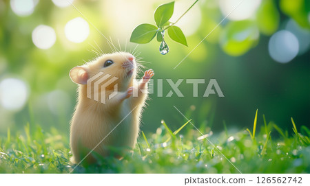 倉鼠早上凝視著水滴 126562742
