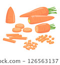 胡蘿蔔的簡單向量圖像。胡蘿蔔切好準備煮飯。 126563137