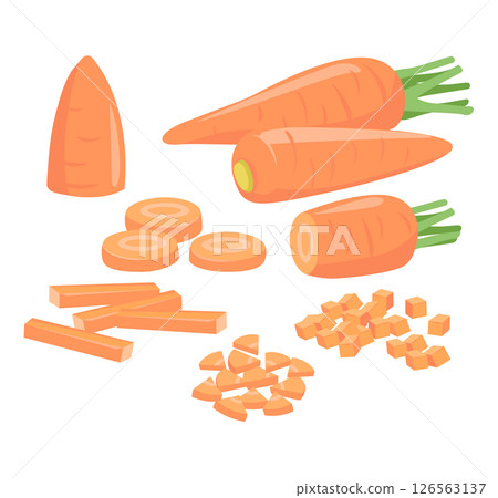 Simple vector image of a carrot. Carrots cut for cooking. 126563137