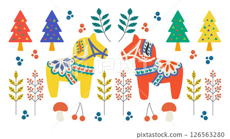 2026 達拉納馬和鮮花向量插圖集 2026 達拉納馬和鮮花向量插圖集 126563280