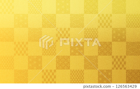 Japanese pattern, checkered pattern, celebration, gold, background, tradition, pattern, New Year's card Japanese pattern, checkered pattern, celebration, gold, background, tradition, pattern, New Year's card 126563429