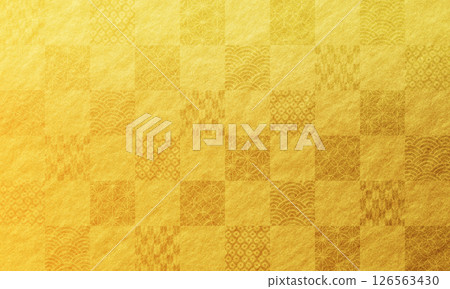 Japanese pattern, checkered pattern, Japanese paper, celebration, gold, background, tradition, pattern, New Year's card Japanese pattern, checkered pattern, Japanese paper, celebration, gold, background, tradition, pattern, New Year's card 126563430