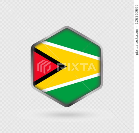 Guyana Flag Icon in Hexagon Shape. 126563693