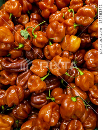 Red peppers in a market Red peppers in a market 126563861