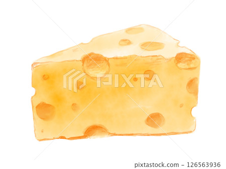 手繪水彩插圖的美味帶孔奶酪 手繪水彩插圖的美味帶孔奶酪 126563936