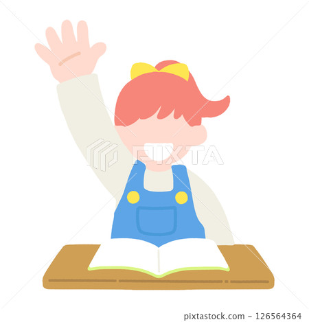 Flat illustration of children raising their hands in class 126564364