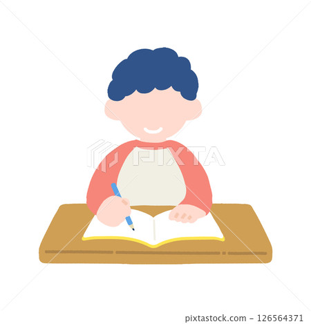 Flat illustration of children studying Flat illustration of children studying 126564371