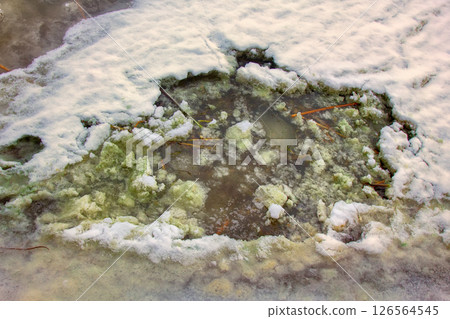 frozen coast sea in winter 126564545